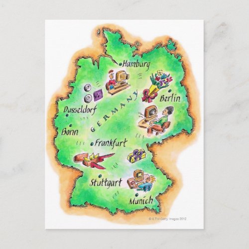 Map of Germany Postcard