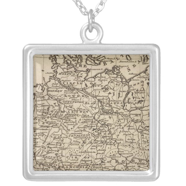 Map of Germany Silver Plated Necklace (Front)