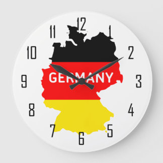 Map of Germany With Flag and Numbers Large Clock