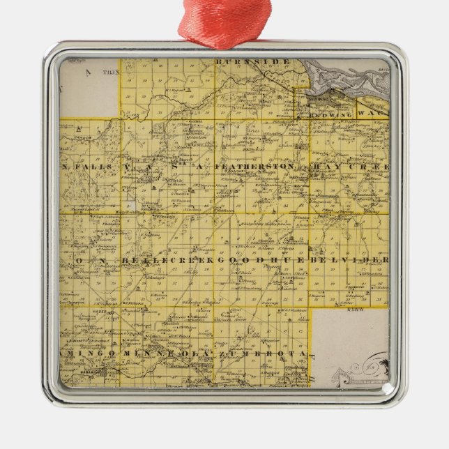 Map of Goodhue County, Minnesota Metal Ornament (Front)