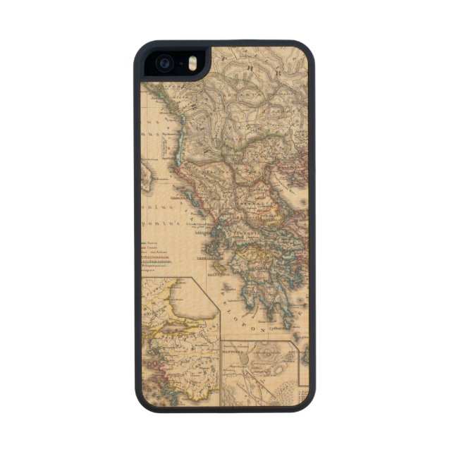 Map of Graecia, Macedonia, Thracia Carved Wood iPhone Case (Back)