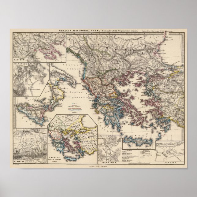 Map of Graecia, Macedonia, Thracia Poster (Front)
