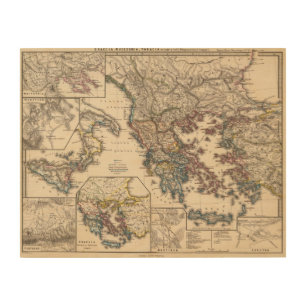 Map of Graecia, Macedonia, Thracia Wood Wall Art