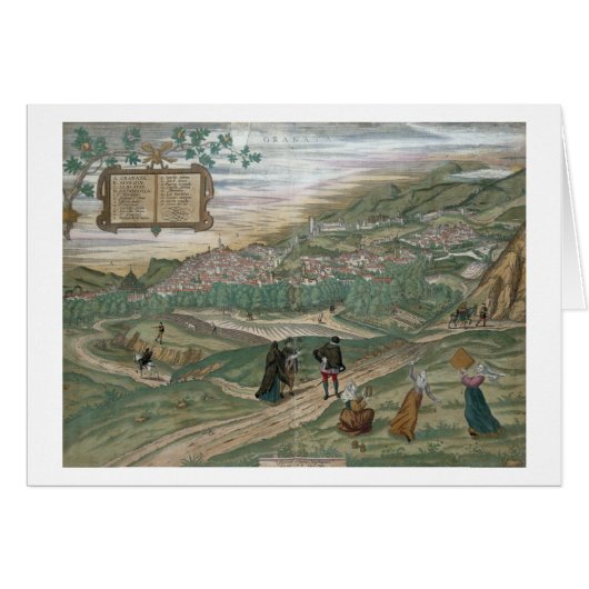 Map of Granada, from 'Civitates Orbis Terrarum', V Cards (Front Horizontal)