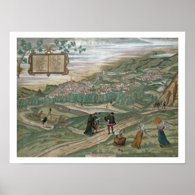 Map of Granada, from 'Civitates Orbis Terrarum', V Poster (Front)