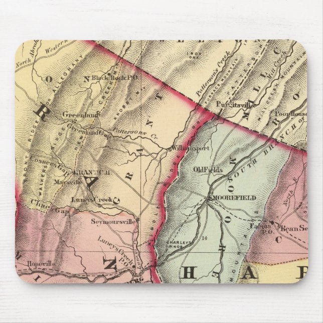 Map of Grant, Hardy counties Mouse Pad (Front)