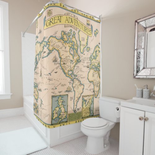 Map of Great Adventures Shower Curtain