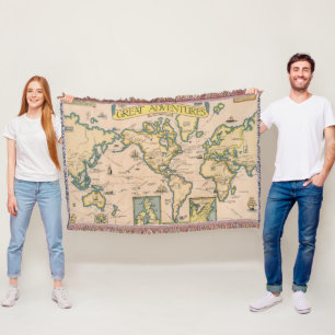 Map of Great Adventures Throw Blanket