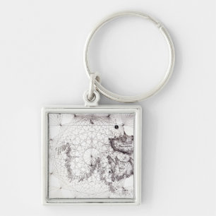 Map of Great Britain, France and Spain, 1473 Keychain