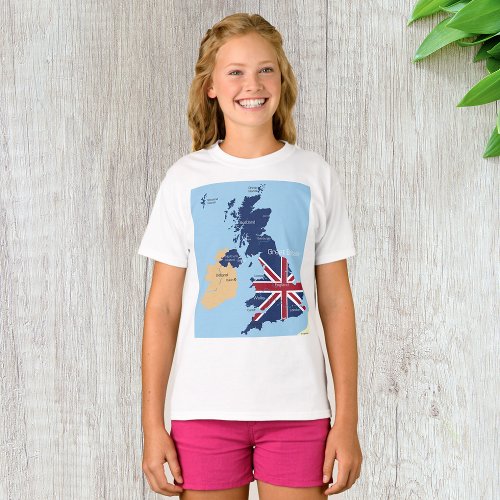 Map Of Great Britain Girls T_Shirt