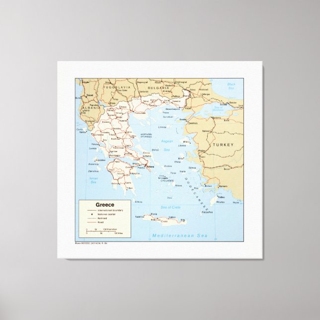 Map of Greece (1984) Canvas Print (Front)