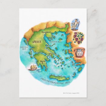 Map Of Greece Isles Postcard by prophoto at Zazzle