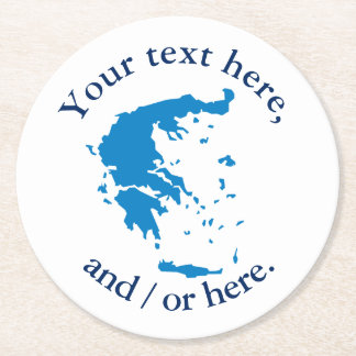 Map of Greece Round Paper Coaster