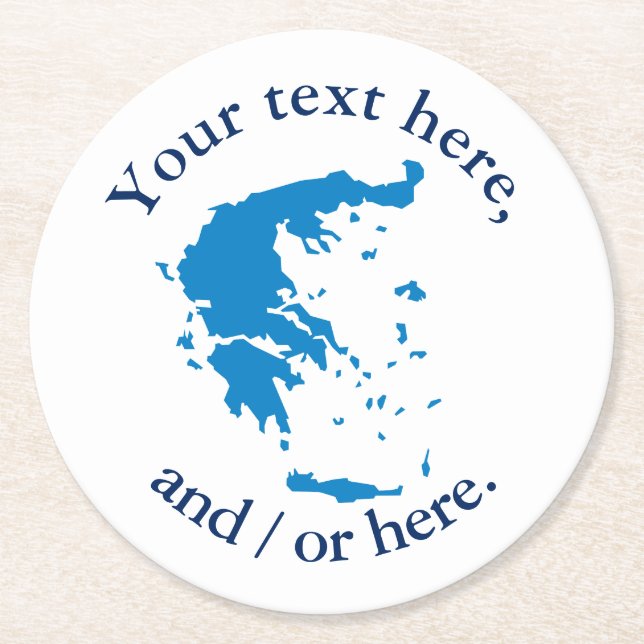 Map of Greece Round Paper Coaster (Front)