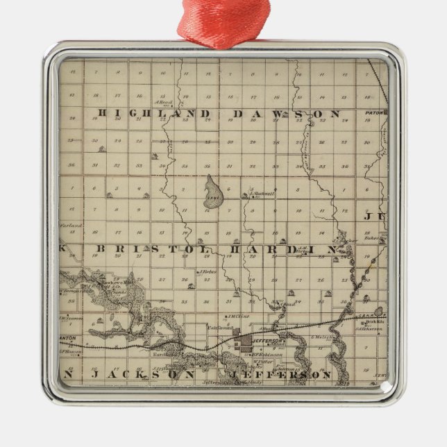 Map of Greene County, State of Iowa Metal Ornament (Front)