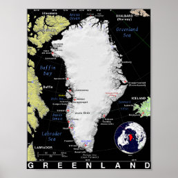 Map of Greenland Poster