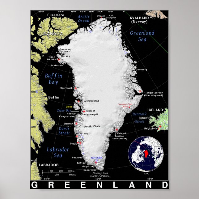Map of Greenland Poster (Front)