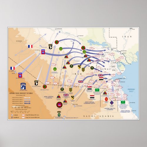 Map of Ground Operations of Operation Desert Storm Poster