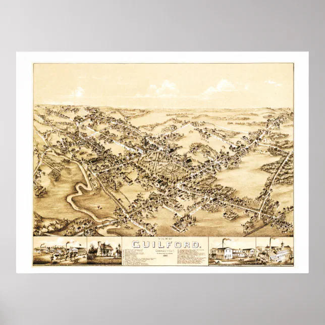 Map of Guilford, Connecticut from 1881 Poster | Zazzle