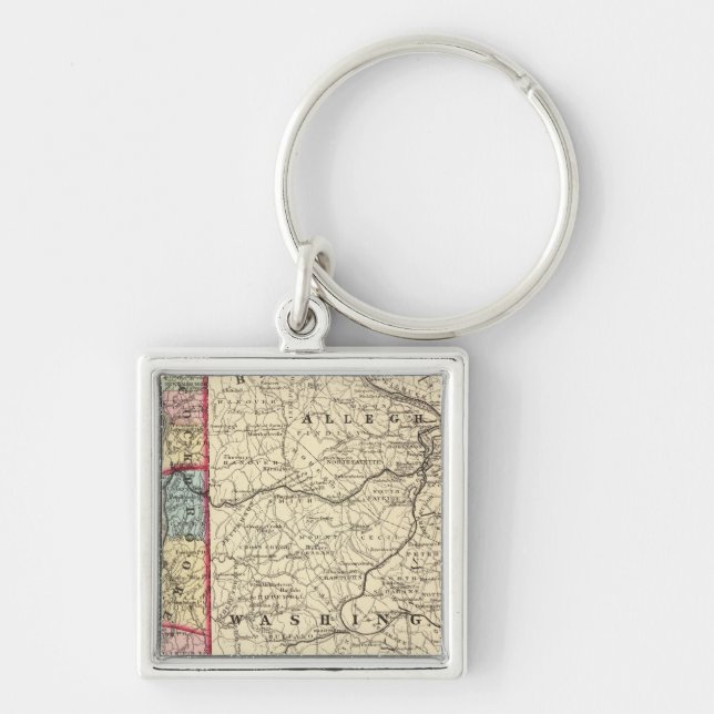 Map of Hancock, Brooke, Ohio, Marshall counties Keychain (Front)
