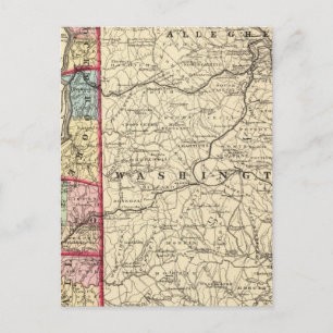 Map of Hancock, Brooke, Ohio, Marshall counties Postcard