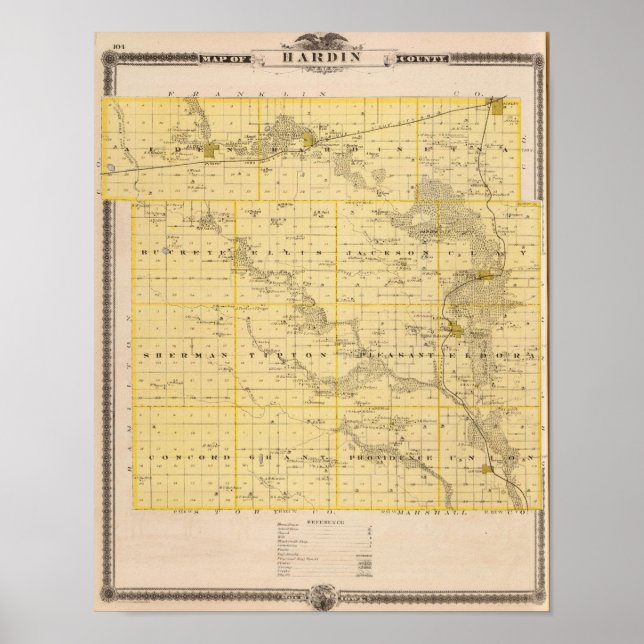 Map of Hardin County, State of Iowa Poster (Front)