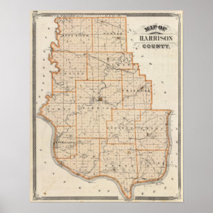 Map of Harrison County Poster