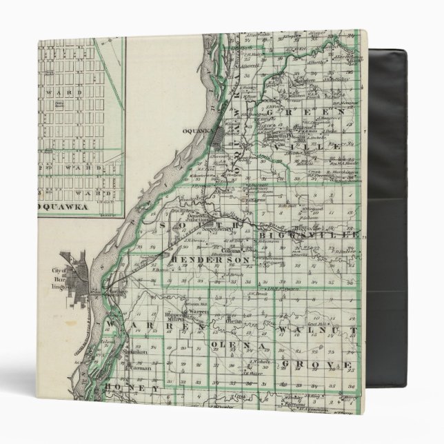 Map of Henderson County and Oquawka Binder (Front/Inside)