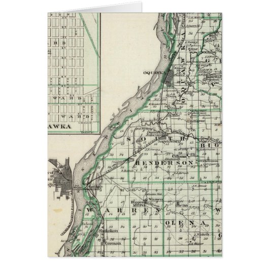 Map of Henderson County and Oquawka Cards (Front)