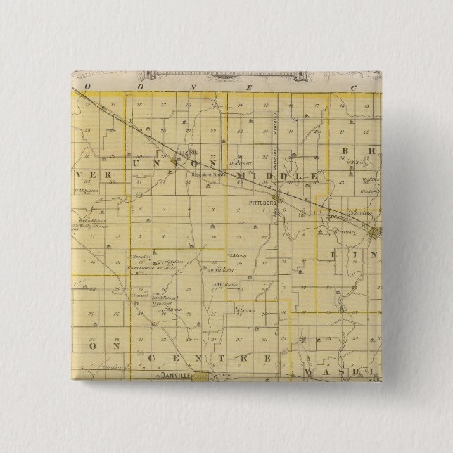 Map of Hendricks County Pinback Button (Front)