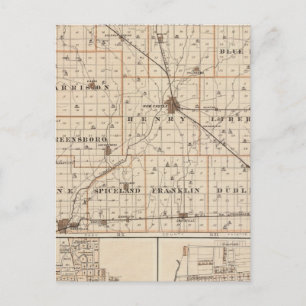 Map of Henry County with New Castle, Knightstown Postcard