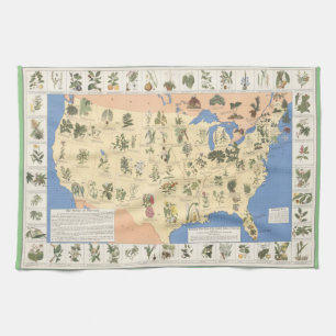 Map of Herbal Remedies laminated placemat Kitchen Towel
