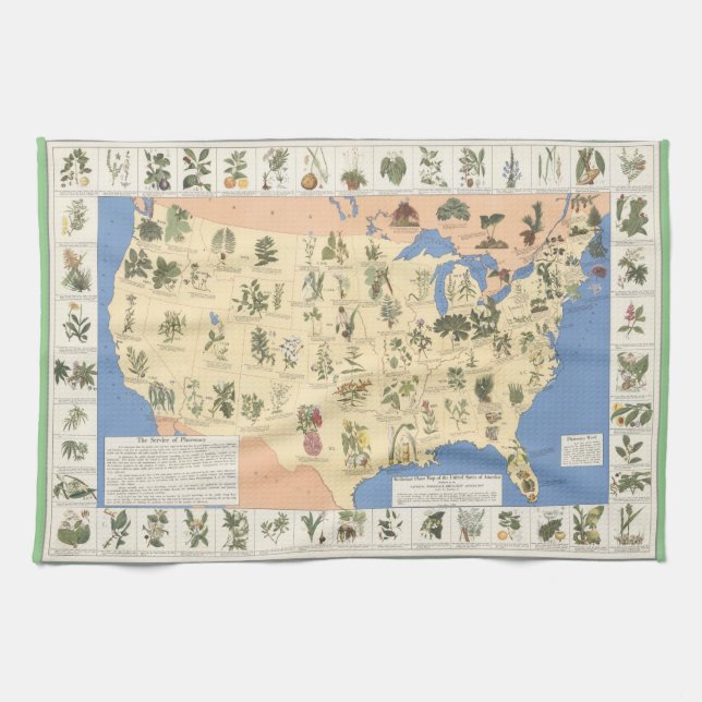 Map of Herbal Remedies laminated placemat Kitchen Towel (Horizontal)