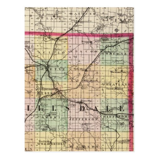 Map of Hillsdale County, Michigan Postcards | Zazzle