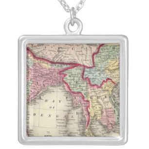 Map Of Hindoostan, Farther India, China, and Tibet Silver Plated Necklace