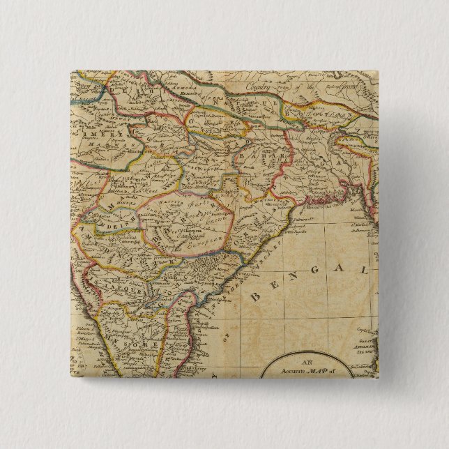 Map of Hindostan or India Pinback Button (Front)