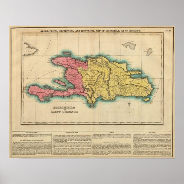 Map Of Hispaniola, Or St Domingo Poster (Front)