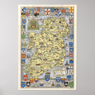 Map of Historical Ireland Poster