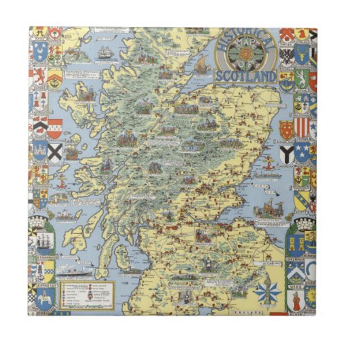 Map of Historical Scotland Ceramic Tile