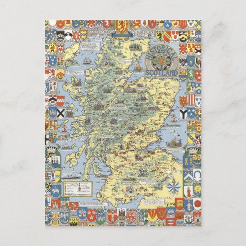 Map of Historical Scotland Postcard