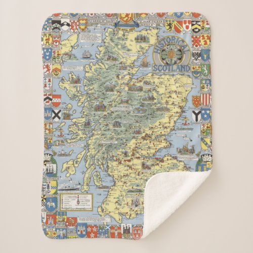 Map of Historical Scotland Sherpa Blanket