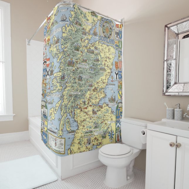 Map of Historical Scotland Shower Curtain (In Situ)