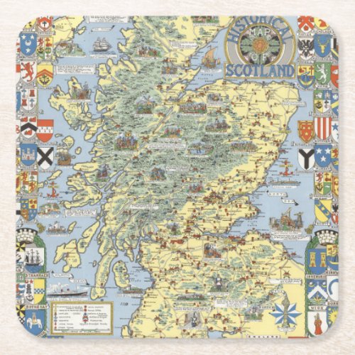 Map of Historical Scotland Square Paper Coaster