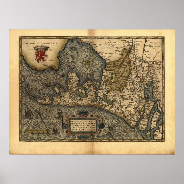 Map of Holland 1570 - Abraham Ortelius Poster (Front)