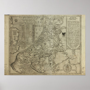 Map of Holland 1583 - Leo Belgicus Poster