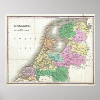 Map of Holland 1727 - by Anthony Finley Poster