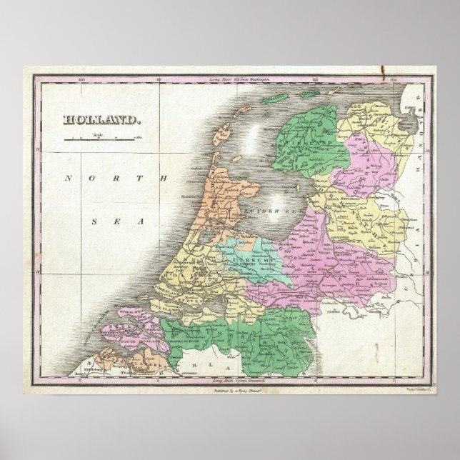 Map of Holland 1727 - by Anthony Finley Poster (Front)