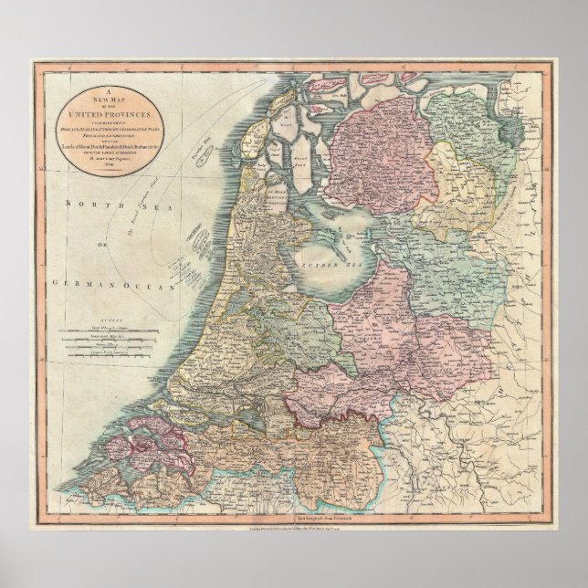 Map of Holland 1799 - by John Cary Poster (Front)