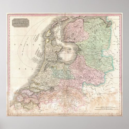 Map of Holland 1818 _ John Pinkerton Poster