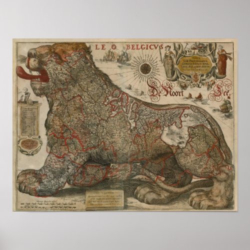 Map of Holland and Belgium _ 1630 Poster